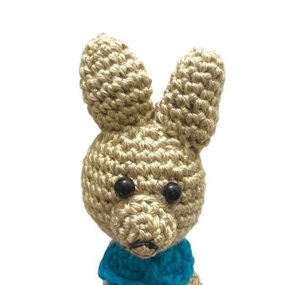 Handcrafted Tan Dog Toy with Blue Scarf - Picture 3 of 3